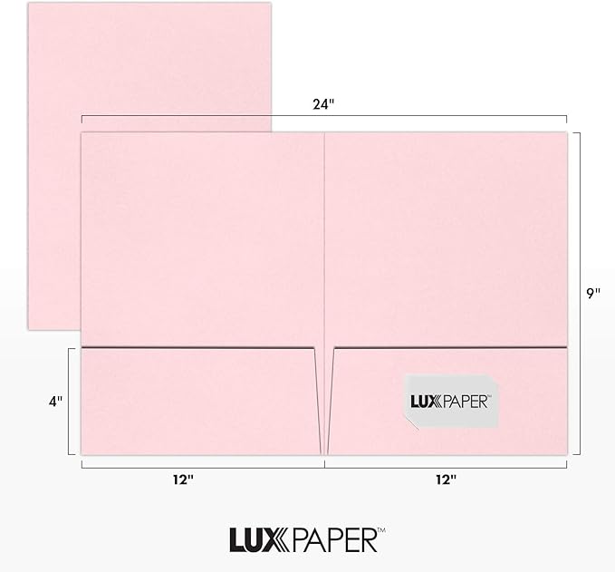 LUXPaper 9" x 12" Presentation Folders | Two Pocket | Candy Pink | 100lb. Cover | 10 Qty
