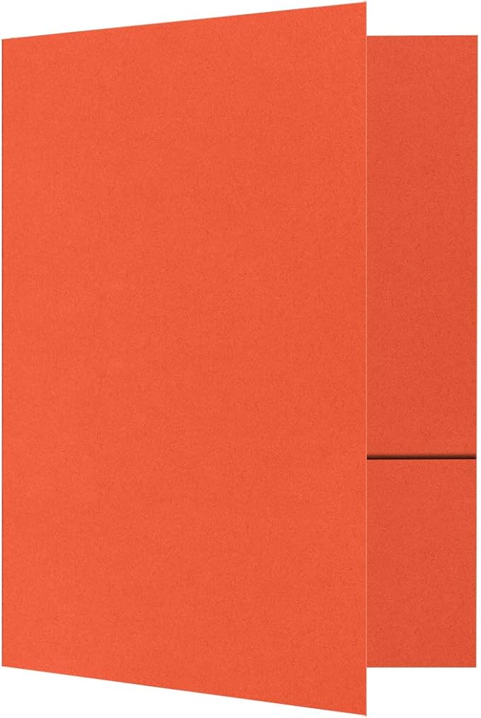 LUXPaper 9 x 12 Presentation Folders in 100 lb. Mandarin with 2 Pockets, Holder for Standard 8 1/2 x 11 Paper, Professional Documents, Brochures, School Reports, 100 Pack (Orange)