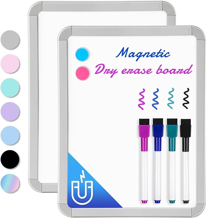VUSIGN Small Dry Erase Whiteboard, 8.5 x 11 Inches White Board for Students, Fridge, Locker, Mini Dry Erase Board, 2 Pack