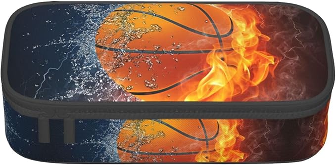 Cool Basketball Ball Pencil Case Big Capacity Storage Pencil Pouch Stationery Bags With Zipper Portable Pen Holder Box Organizer For Boys Girls Teens Student College School Office Supplies