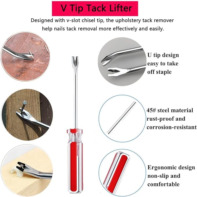 2pcs Upholstery Staple Remover Tool with Nail Puller Pliers Tack Puller Staple Puller, Nail Remover Tool for Furniture Floor Carpet Wall Wooden Case Photo Frame