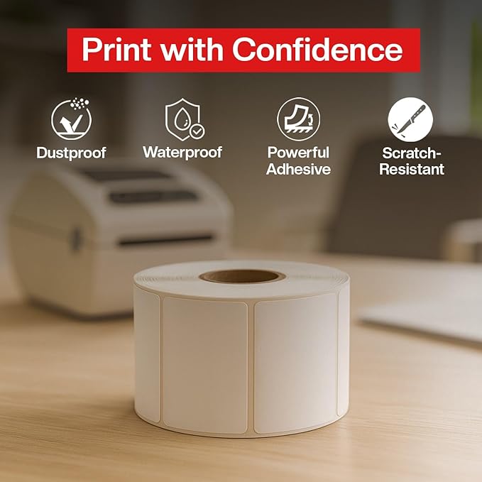Direct Thermal Labels Roll 2-1/4" x 1-1/4",10 Rolls(10,000 Labels),Compatible with Zebra, Rollo,Eltron &TSC Label Printer,Strong Adhesive Perforated shipping labels for Packages, Barcodes & Office Use