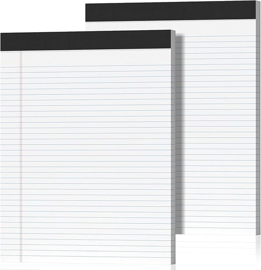2 Pack Legal Pads 8.5 x 11 College Ruled Note Pads 8.5 x 11 Notepads 8.5 x 11 Micro Perforated Writing Pads 8.5 x 11 Pads of Paper Lined White Paper, 50 Sheets per Notepad for Home, Office, School