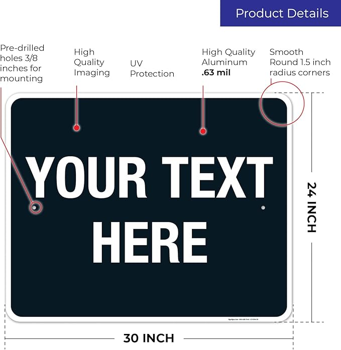 Personalized Custom Black Background Customize for Office, Business, Airbnb, Workplace, Home, Delivery Sign, 24x30 Inches, Rust Free .063 Aluminum, Fade Resistant, Made in USA by Sigo Signs