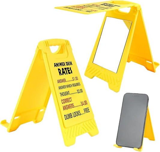 Funny Office Desk Accessories,Office Cubicle Decor,Answer Decor,Phone Holder Mirror Acrylic Table Signs，Rates Team Gag Gifts for Coworker Teammate Employees Leader Boss Day(Answer Desk Rates)1