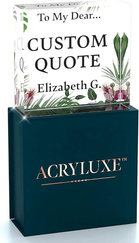 Personalized Gifts, Custom Quote Block Letter Board,Crystal-Clear Acrylic With Gift Box,17 Styles, Holiday and Christmas Gift for Mom, Dad, Girlfriend, Him or Her, Husband, Wife (4"x4, Garden)