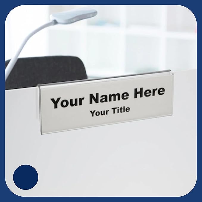 50-Pack 8.5" x 2" Acrylic Name Plate for 1/4" Cubicle Wall Glass – Custom Name Sign Holder – Single Sided Acrylic Display Stands - Placard Label Holder Use for Classroom, Offices, Office Door