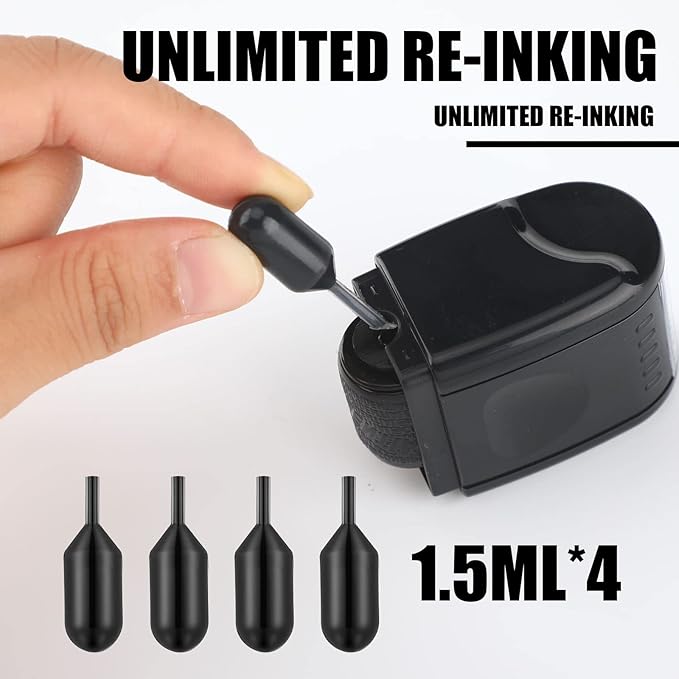 Nezyo 2 Pack Identity Protection Roller Stamp Identity Theft, Confidential, Privacy Roller Stamp Information Blocker and 4 Pack Refill Ink for ID Account Data Address Security(Black)