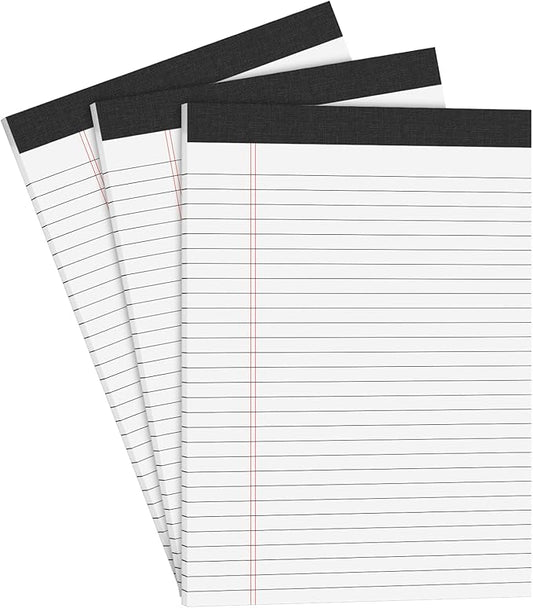 AILZFEI 3 Pack Legal Pads 8.5 x 11 inch Notepad, 30 Sheets per Note Pads Wide Ruled Legal Pads, Pads of Paper Writing Pad - Ideal for Office, School or Home Use
