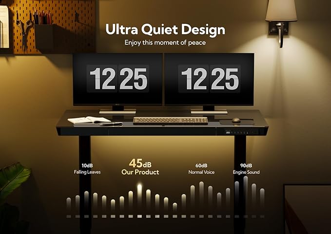 Claiks Glass Standing Desk with Drawers, 48×24 Inch Adjustable Stand Up Desk, Quick Install Home Office Computer with USB Ports, Black
