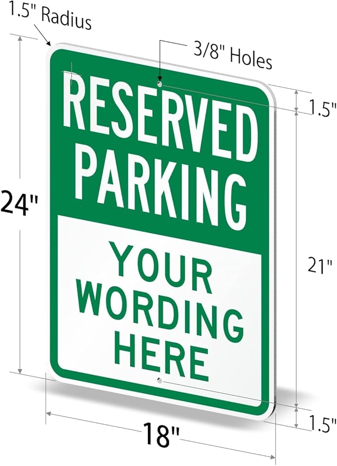 SmartSign 24 x 18 inch Custom “Reserved Parking” Metal Sign - Add Text, 80 mil Aluminum, 3M Laminated Engineer Grade Reflective Material, Green and White, Made in USA