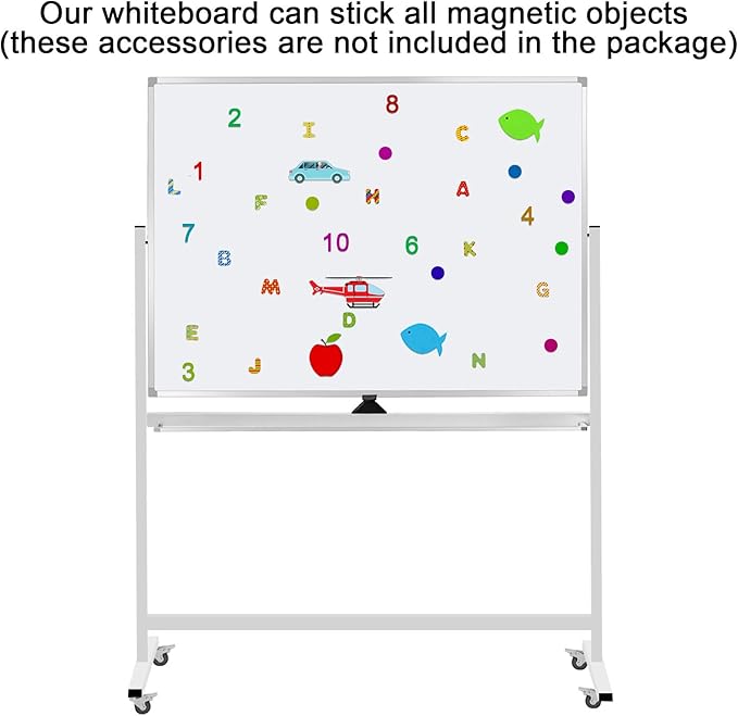 Max-officoo Mobile Whiteboard Magnet Dry Erase Board on Wheels Double-Sided Magnetic Portable Stand Whiteboard- 48"x36" Rolling White Boards with Easy Flip Feature