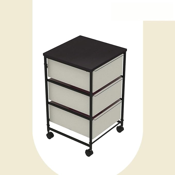 CASUNER Small Cabinet with Drawers Rolling 3 Drawer Mobile File Cabinet for Home Office Storage and Organization, Fabric Vertical Under Desk Storage for A4/Letter Files(