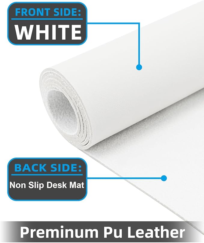Desk mat Large, Leather Desk Pad Protector,Office Desk Mat,Mouse Pad, Non-Slip Desk Blotter, Laptop Desk Pad, Waterproof Desk Writing Pad for Office&Home (Ivory White, 48" x 24")