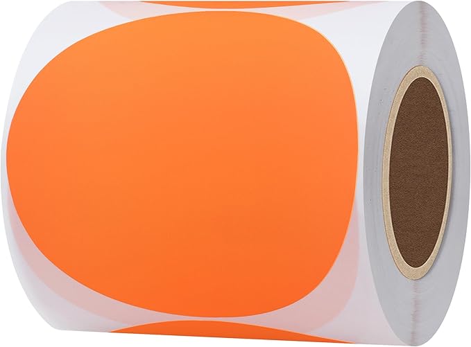 Hybsk Round Color Coding Circle Dots Labels Warehouse Inventory Organizer Stickers (3 inch, Fluorescent Orange)