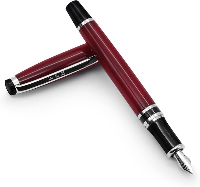 FPR Ambassador Ultra Flex Nib Fountain Pen Set, Burgundy - Refillable Pen w/Cartridges & Converter - Calligraphy Pens for Writing, Journaling & Gifting - Luxury Pens For Smooth Strokes