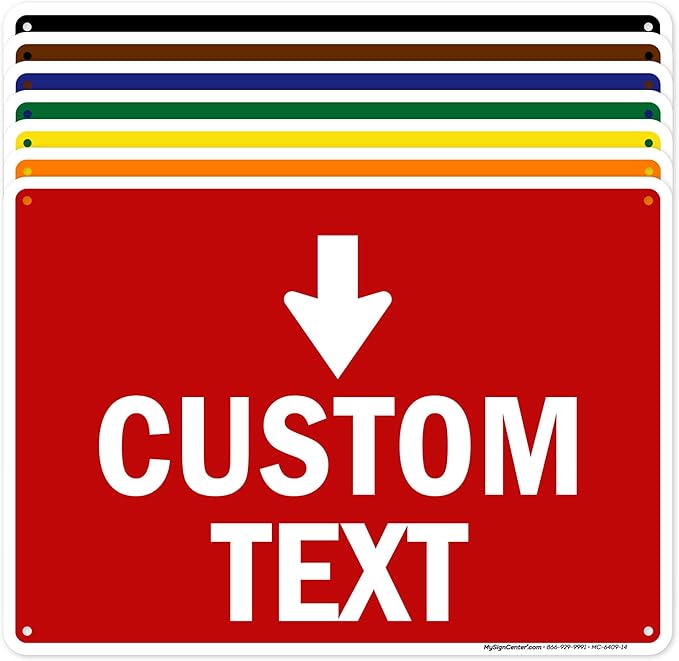 Custom Arrow,Custom Directional Sign, Down Arrow,10x14 Inches, 55 mil thick HDPE (high density polyethylene), Made in USA by My Sign Center