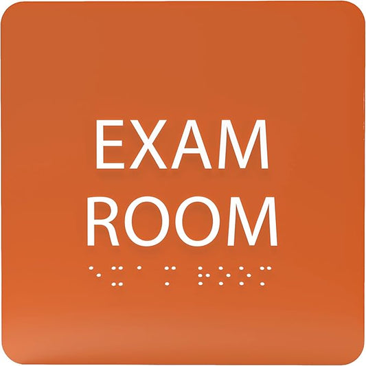 ADA CENTRAL SIGNS - 6" X6" Exam Room Sign - ADA Compliant Tactile Graphics Grade 2 Braille Text Acrylic Wall Signs - Educational Institution Directional Assistance Test Center Door Sign for Schools
