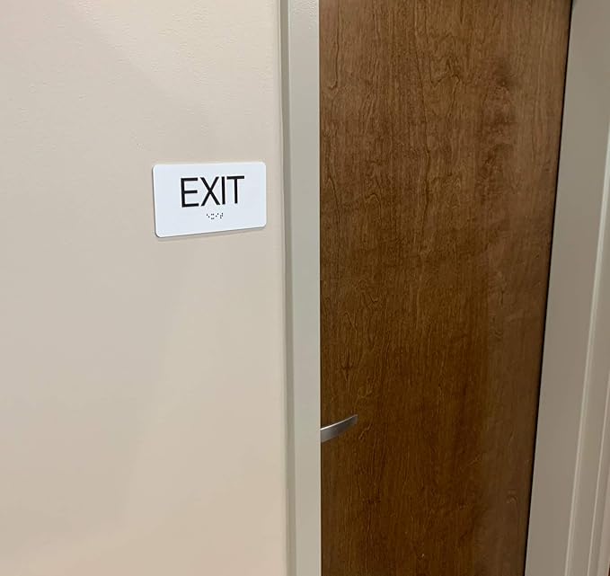 ADA Compliant Sign with Braille (6" x 3" Exit, White)