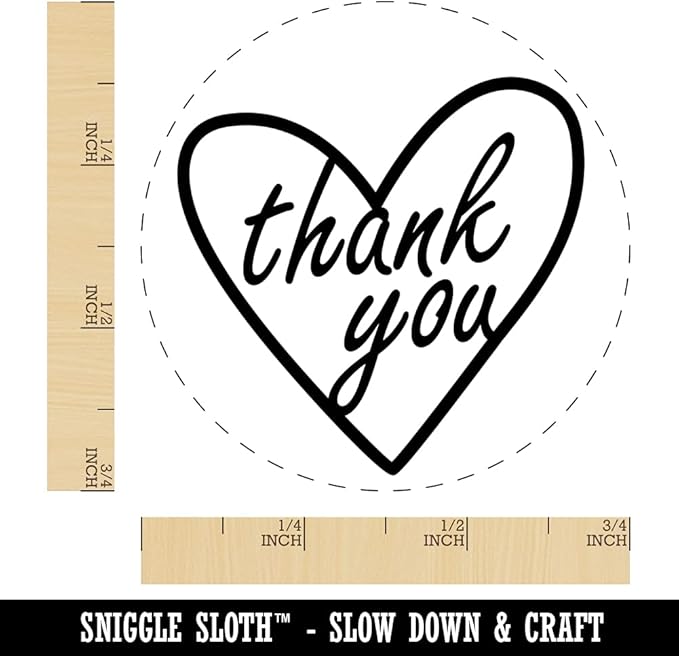 Thank You in Heart Self-Inking Rubber Stamp for Stamping Ink Stamper Crafting Planners - 3/4 Inch Small - Pink Ink