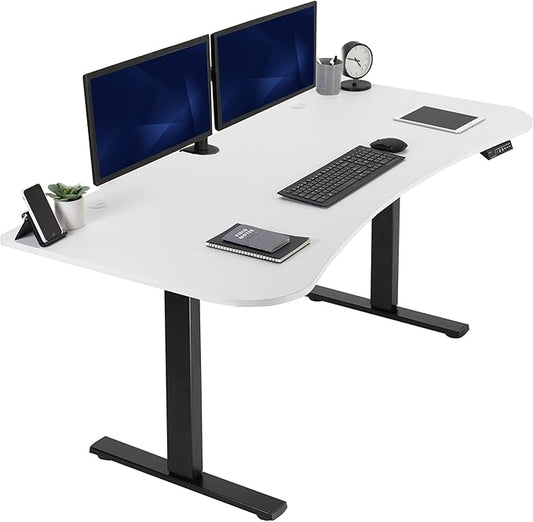 VIVO Electric 63 x 32 in Standing Desk, Memory Height Adjustment, 1B Series, Holds 220 lbs, White Top Black Frame, DESK-KIT-1B1W