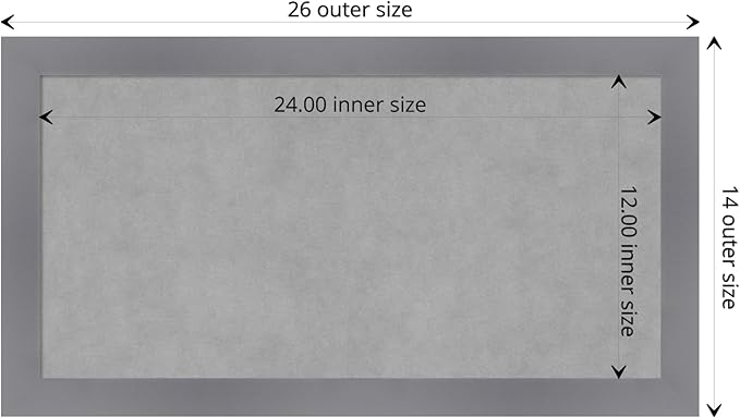 Amanti Art Grey Framed Magnetic Board 14x26 Small Vision Board for use with Magnets, 100% Metal Sheet to Display Items as Office Decor or for Home Organization in mudroom, Kitchen or Kids Room