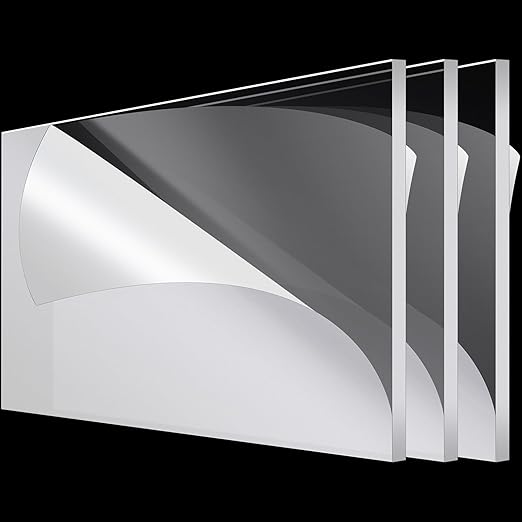 Roowest 3 Pcs 24'' x 36'' 1/4 Inch Thick Clear Acrylic Plexiglass Sheets Plastic Panels Sheets Cut to Size Cast Acrylic Board Panel with Protective Film for Craft DIY Projects Display Sign Frame