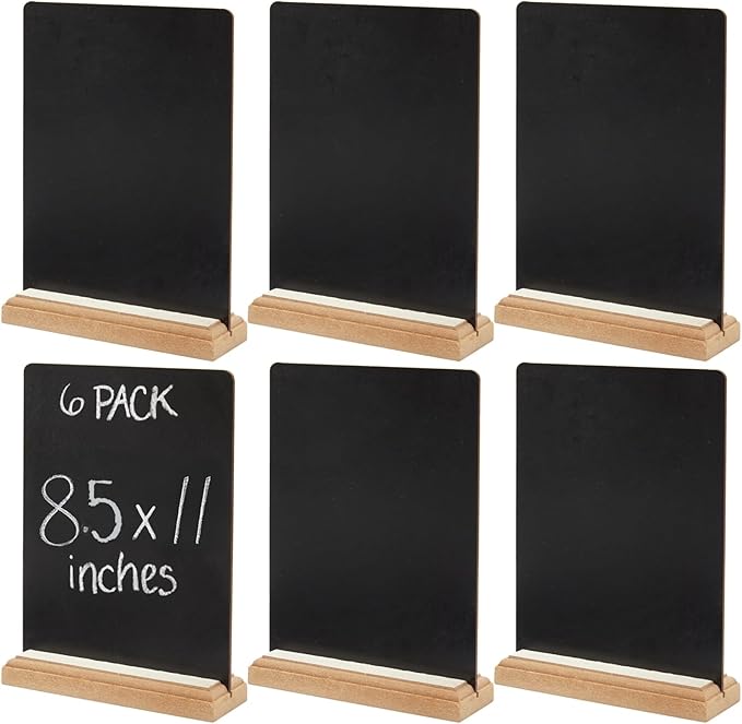 Juvale Mini Chalkboard Signs with Stand (6 Pack, 8.5 x 11 in) – Reusable Tabletop Chalkboard Signs for Weddings, Buffets, Coffee Shops, Small Business Displays, Restaurants & Party Decorations