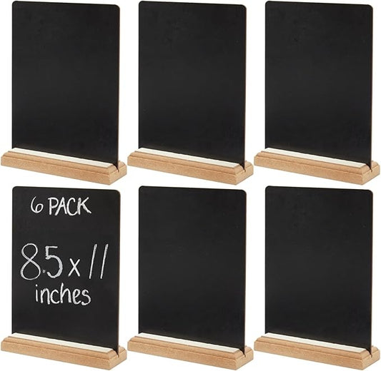 Juvale Mini Chalkboard Signs with Stand (6 Pack, 8.5 x 11 in) – Reusable Tabletop Chalkboard Signs for Weddings, Buffets, Coffee Shops, Small Business Displays, Restaurants & Party Decorations