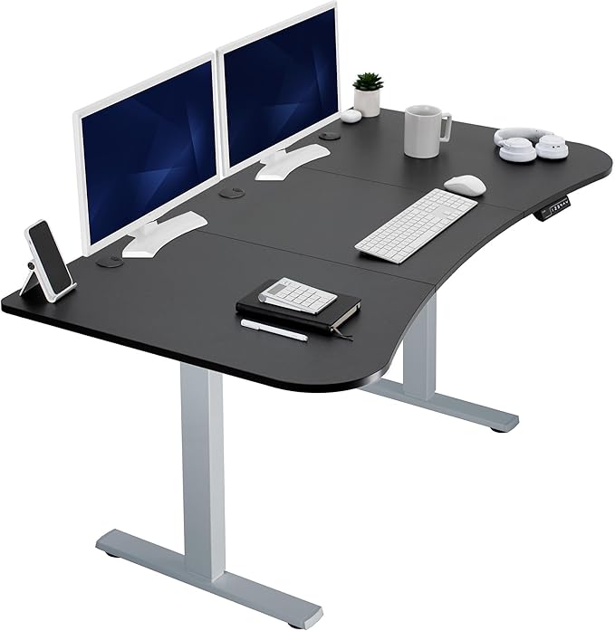 VIVO Electric 63 x 32 in Standing Desk, Memory Height Adjustment, 1B Series, Holds 220 lbs, Black Top Gray Frame, DESK-KIT-1G1B