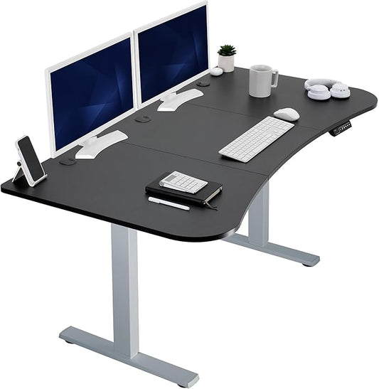 VIVO Electric 63 x 32 in Standing Desk, Memory Height Adjustment, 1B Series, Holds 220 lbs, Black Top Gray Frame, DESK-KIT-1G1B