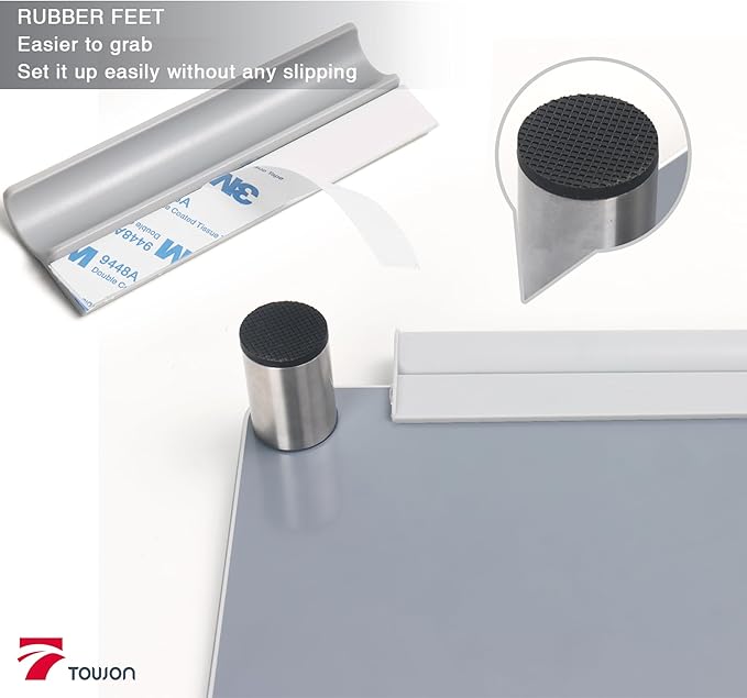 Silver Metallic Glossy Mirror Small Whiteboard with Nail Support, Mini Desktop Glass Whiteboard, Desk White Board Dry Erase with Accessories, Stenography Artifact for Office Homeschooling Décor, 8x6''