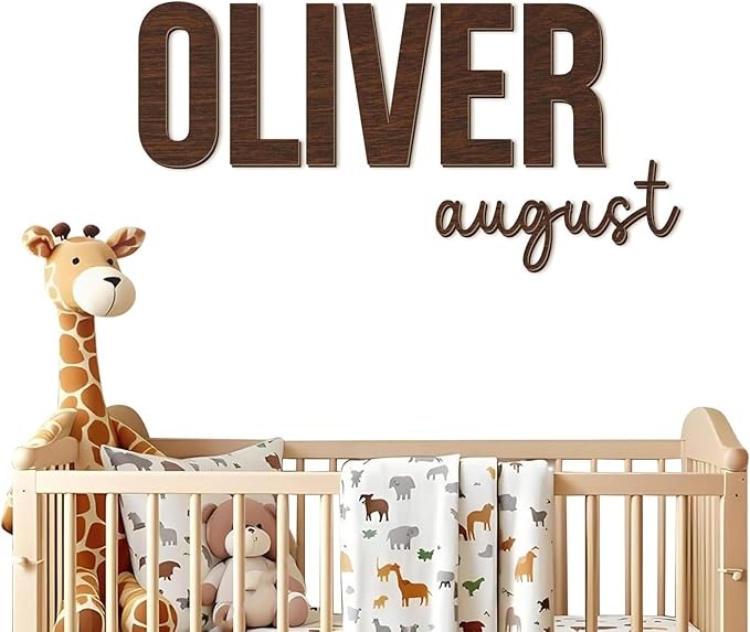 Personalized Nursery Name Sign - Custom Wooden Name Signs for Kids Room, Personalized Name Sign for Nursery - Perfect Baby Gift & Wall Name Decoration (NA31)