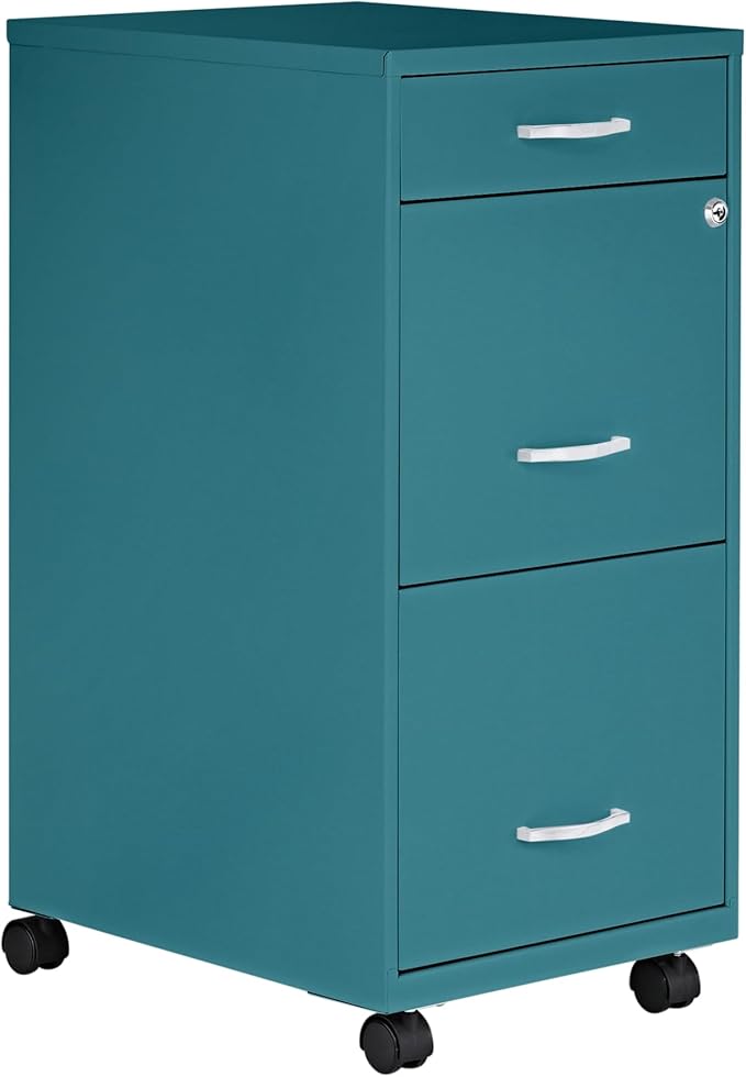 Lorell LYS SOHO Box/File/File Teal Mobile Cabinet, 3 Drawer