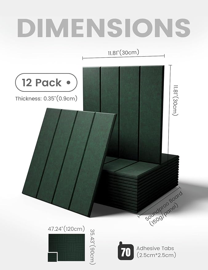 Fluxynara Large Felt Bulletin Board 48" x 36" Cork Board Alternative-12 Pack with 70 Safe Removable Adhesive Tabs, Cork Boards for Walls Cork Board for Home Office Classroom Pin Board- Pine Green