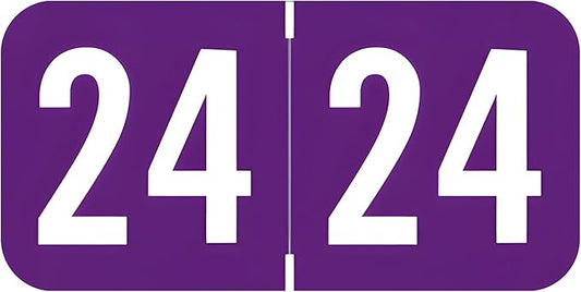 2024 Year Labels, Doctor Stuff 2024 Chart Stickers, Purple Color Coded, S & W/Acme Style, USA Made Year Stickers for End Tab File Folders, 500/Roll, 1 Roll, 3/4" x 1-1/2"