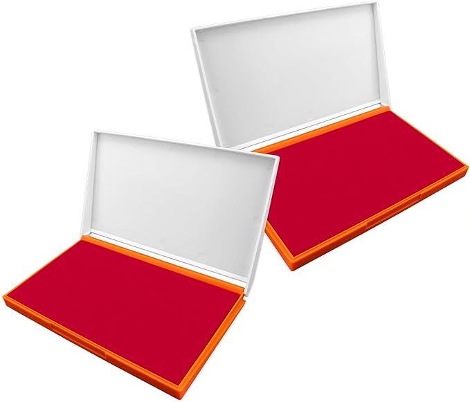 2 Pack Plastic Case Stamp Pad Large Size, Crimson Red Color - Size: 4" x 7" - Choose from 15 Ink Colors