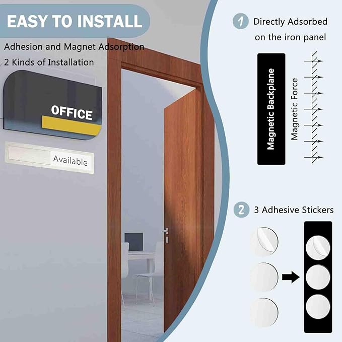 In Session or Available Sign,Vacant Occupied Indicator for Home Office Hotles Hospital Restroom, Slider Door Sign Tells Whether Room in Use or Available-7'' x 1.5'' - Stainless Steel,Grey&White
