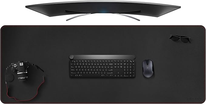 ZORESYN Desk Pad (59.1"x19.7"), PU Leather Desk Blotter Protector, Large Gaming Mousepad Desk Mat - Waterproof Non Slip Base Keyboard Extended Mouse Mat (Black)