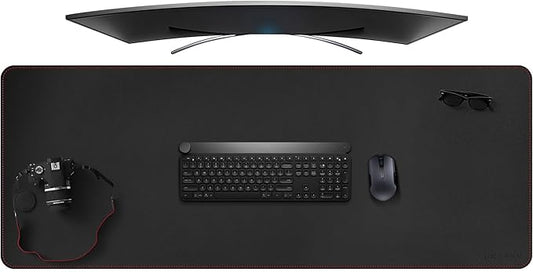 ZORESYN Desk Pad (59.1"x19.7"), PU Leather Desk Blotter Protector, Large Gaming Mousepad Desk Mat - Waterproof Non Slip Base Keyboard Extended Mouse Mat (Black)