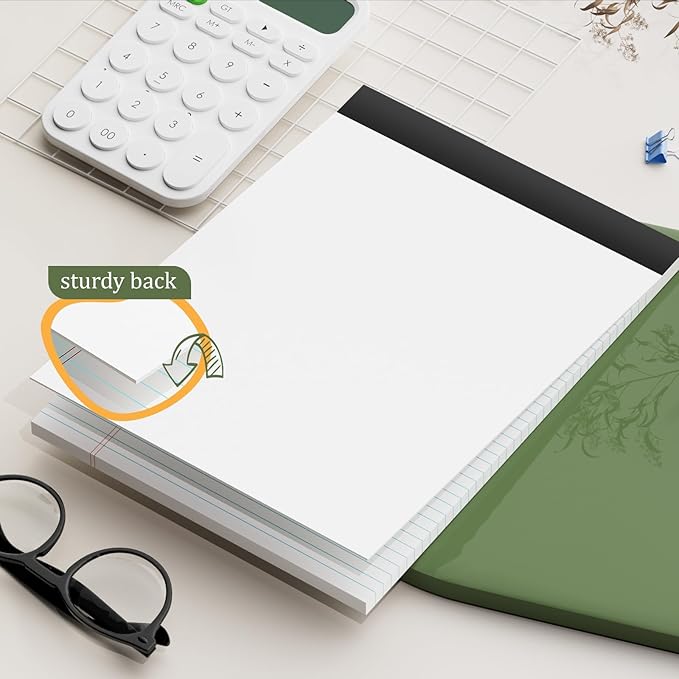 AILZFEI 12 Pack of Legal Pads 8.5 x 11.75 College Ruled Notebook White Paper Note Pad Narrow Ruled 30 Sheets Notepads Perforated Writing Pad Clear Print 8x11 Legal Pads Pads of Paper