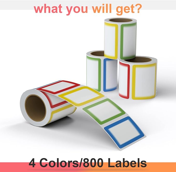 MFLABEL® Colorful Name Tag Labels - 800-Pack Writable Stickers for Kids, Office, School & Events, 3.5 x 2.25 Inch, Easy to Peel & Stick, Waterproof Name Tags for Organizing, ID, Party & Classroom Use