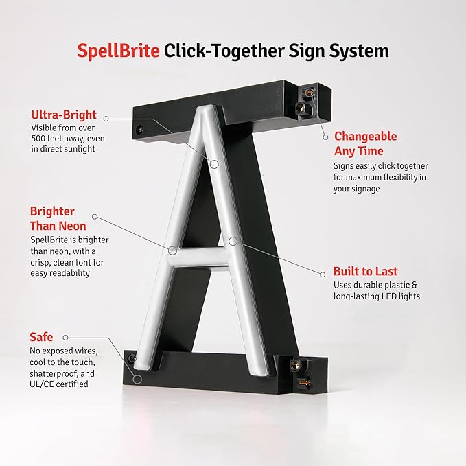 SpellBrite EXIT Sign | Directional Sign with Neon Look, White LED Light Source | 14.1" x 6.3"