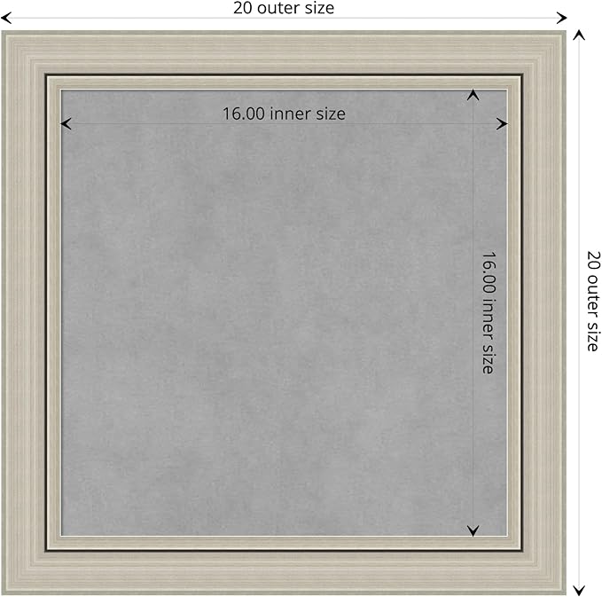 Amanti Art Silver Framed Magnetic Board 20x20 Small Vision Board for use with Magnets, 100% Metal Sheet to Display Items as Office Decor or for Home Organization in mudroom, Kitchen or Kids Room