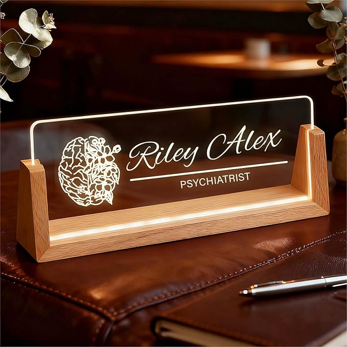 Custom Name Plate for Desk, Personalized Light Up Acrylic Office Sign for Teacher Boss Coworker, Employee Appreciation Gift, Desk Name Tag Decor