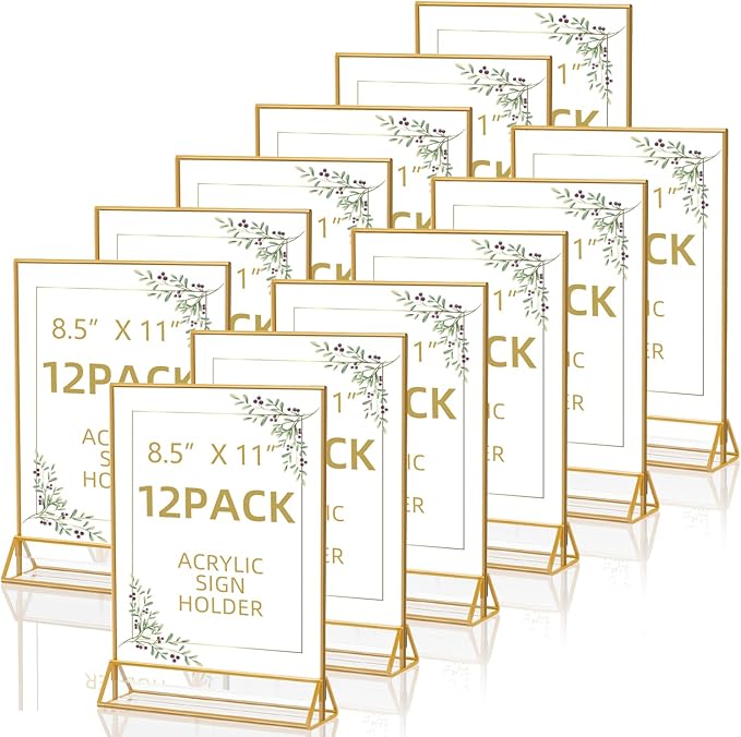 PPH-Sisy Acrylic Sign Holder 8.5X11 Double Sided Table Flyer Holder , Plastic Acrylic Display Stand for Home Office Shop Restaurant (12pcs)