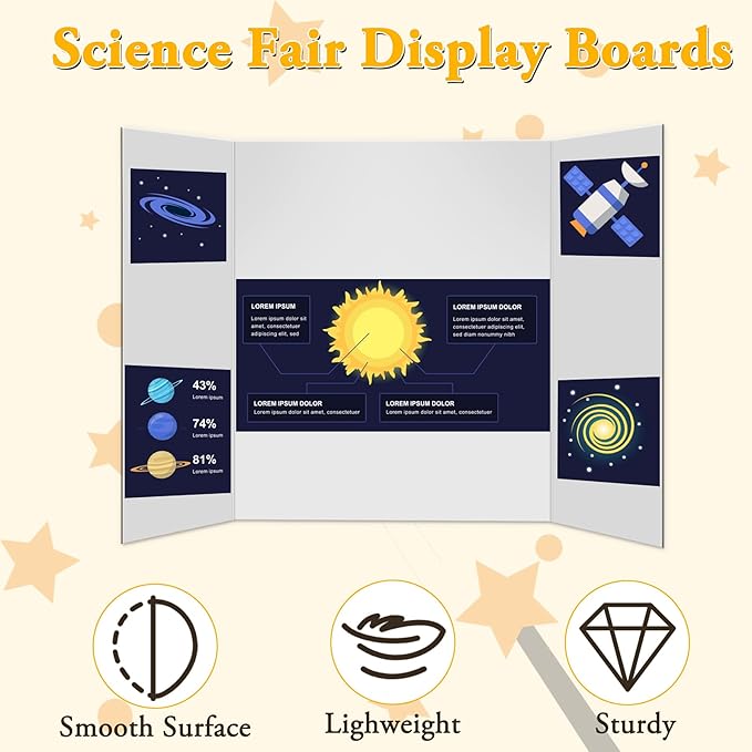 AKONEGE 3Pcs Small Trifold Poster Board, 21 x 14 inches White Tri Fold Poster Boards Corrugated Presentation Board Science Fair Display Boards for School Fun Projects, Exhibitions and Business