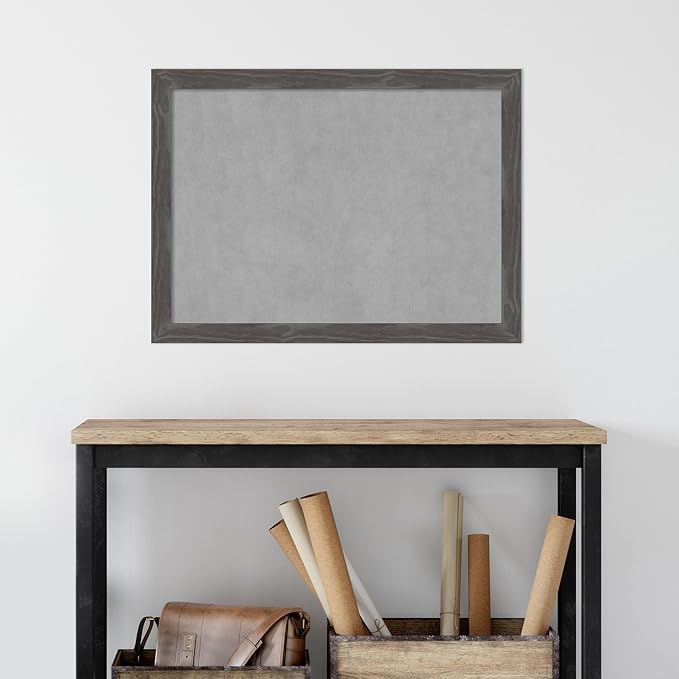 Amanti Art Grey Framed Magnetic Board 23x31 Medium Vision Board for use with Magnets, 100% Metal Sheet to Display Items as Office Decor or for Home Organization in mudroom, Kitchen or Kids Room