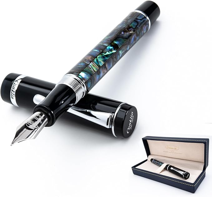Conklin Duragraph Fountain Pen Abalone Nights - Extra Fine Nib, Precision Writing Instrument with Exquisite Abalone Finish