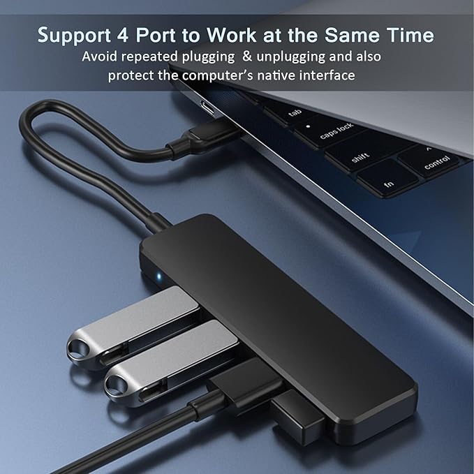 USB 3.0 Hub, VIENON USB Hub with 4 USB 3.0 Female Ports, USB Splitter USB Extender for PC, Laptop, Xbox, PS4/5, Flash Drive, HDD, Console, Printer, Camera,Keyborad, Mouse-2ft